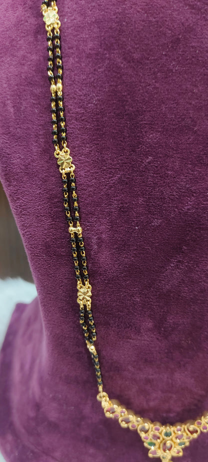Premium kempu 26" length long black beads