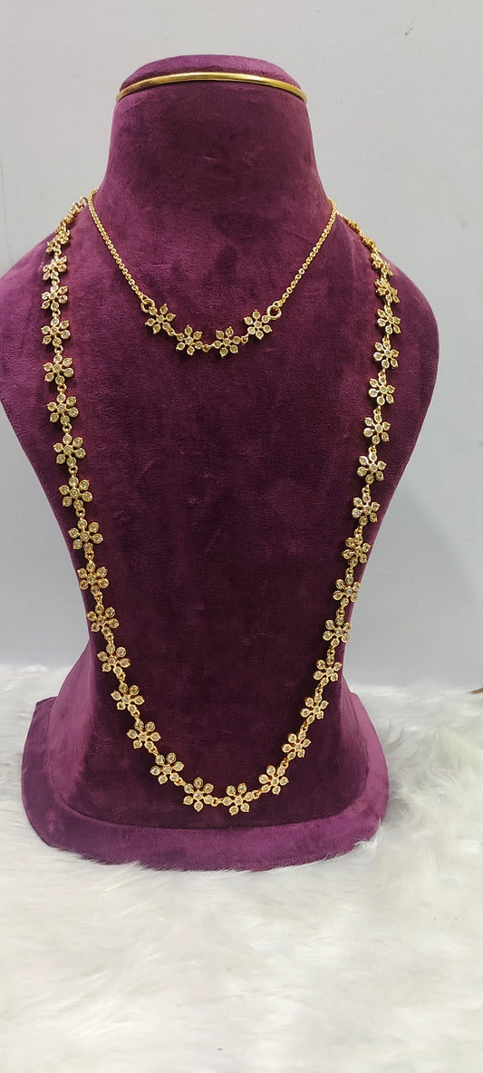 Pure panchaloham long haram with free pendant neck chain