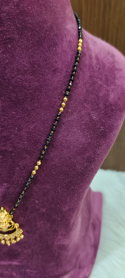 Premium gold look 18" length simple black beads with spinners