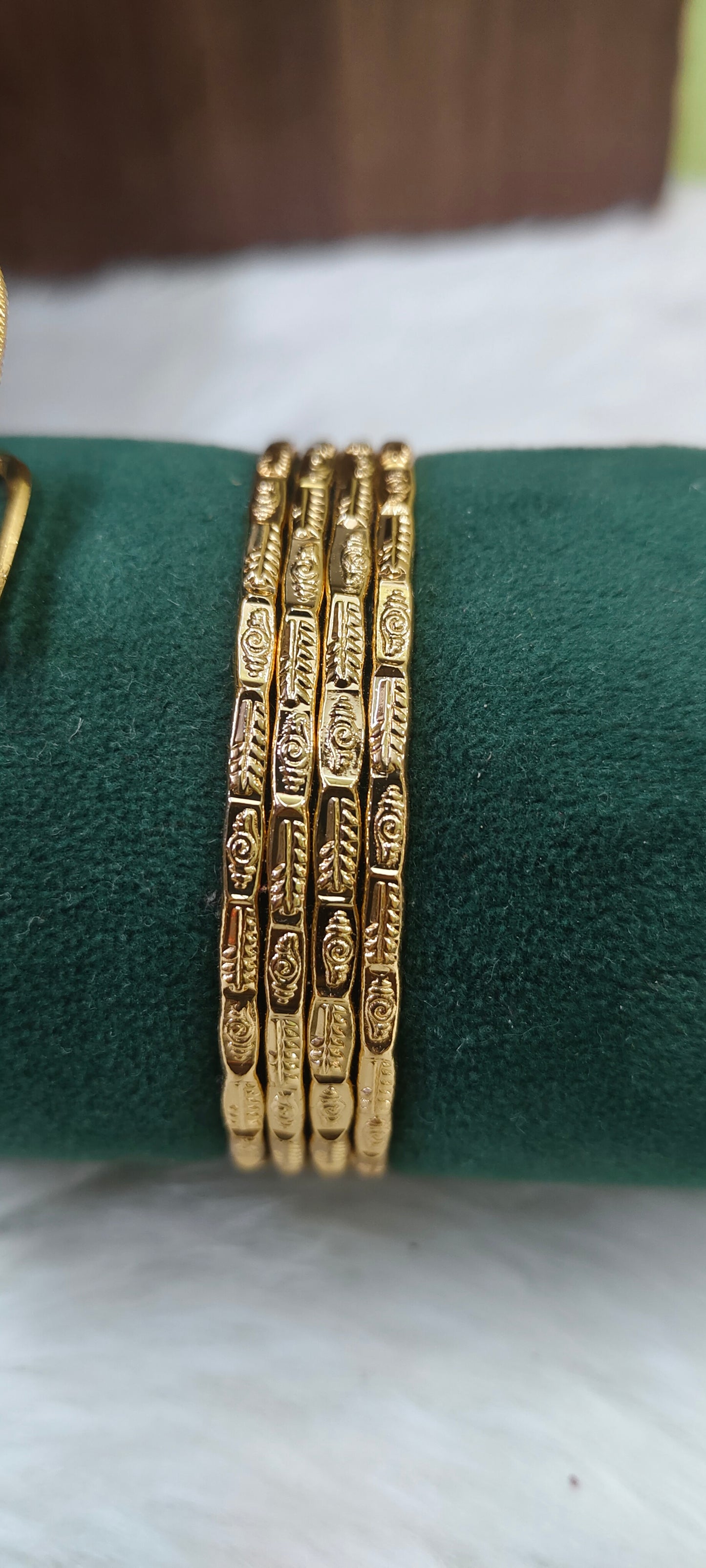 Premium micro gold plated daily wear 5 set combo (26" length thali chain,vanki ring, 4bangles, panchaloham earrings,18" length black beads)