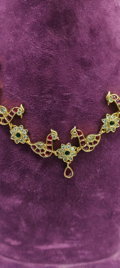 Premium pota kempu stone necklace set
