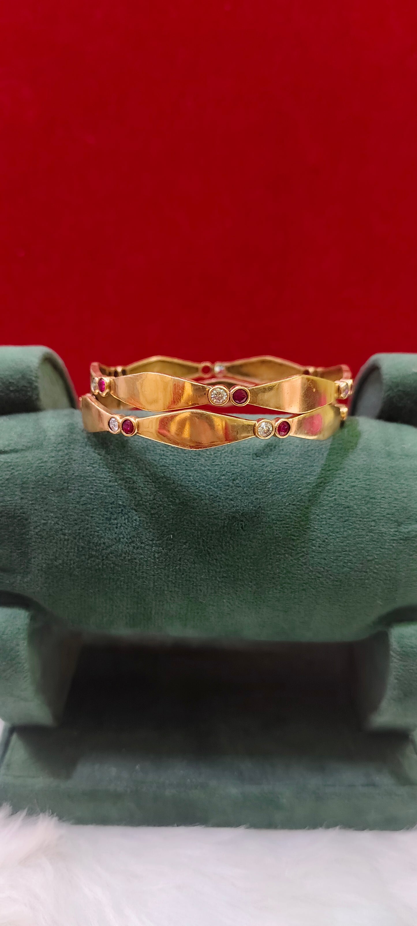 Pure panchaloham unpolished 2 stone bangles