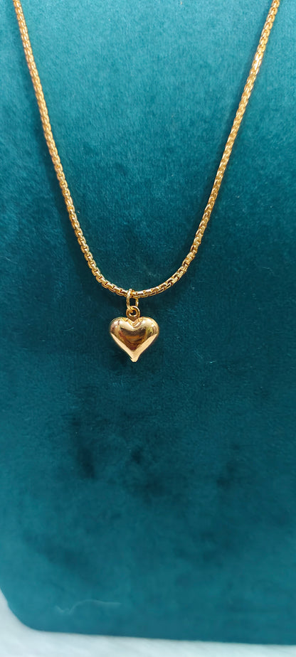 Premium micro gold plated 18" length heart pendant chain