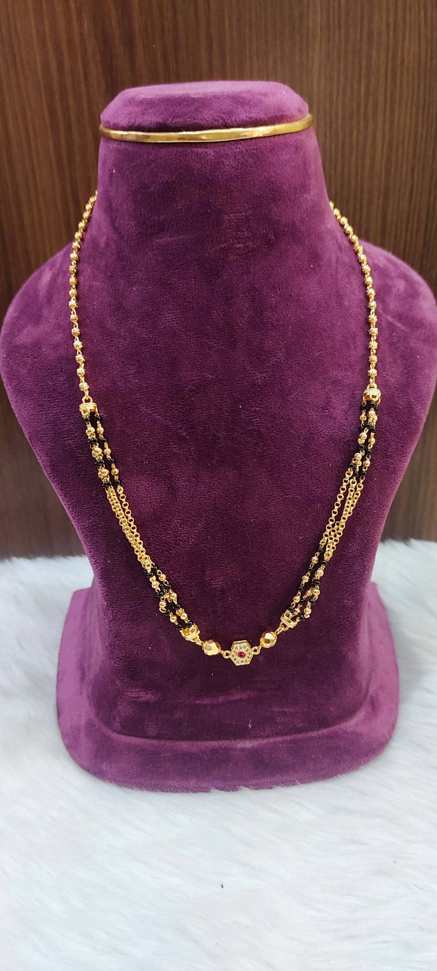 Premium micro gold plated 18" length unique black beads