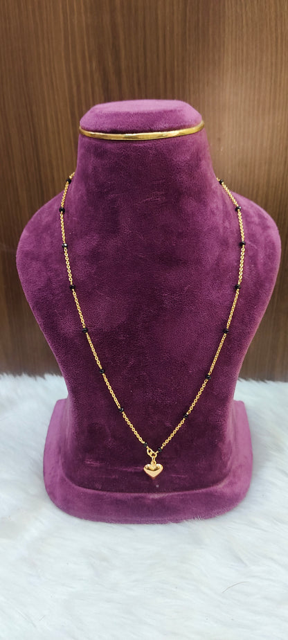 Premium micro gold plated 18 length black beads with heart pendant ( pendant detachable)