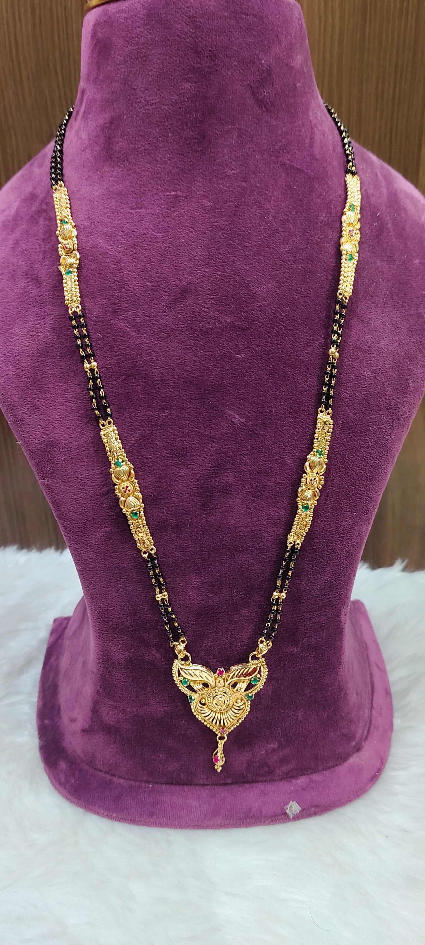 Premium micro gold plated 28" length gold look black beads