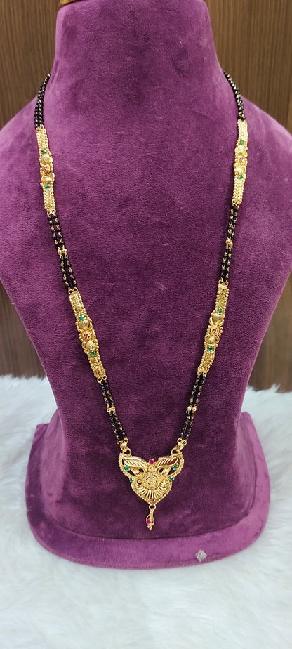 Premium micro gold plated 28" length gold look black beads