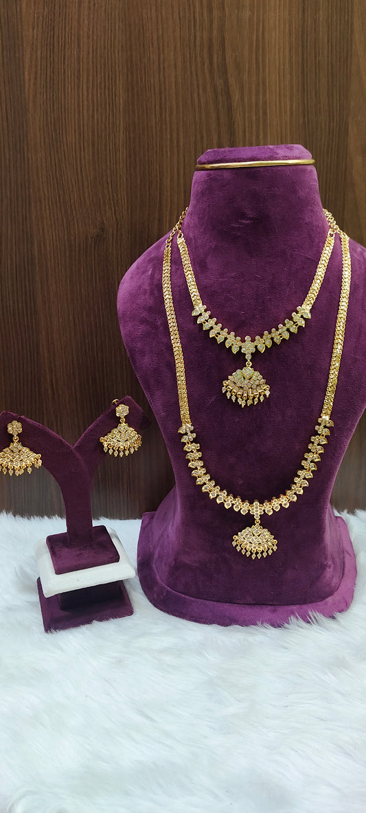 Pure panchaloham necklace and long haram set combo