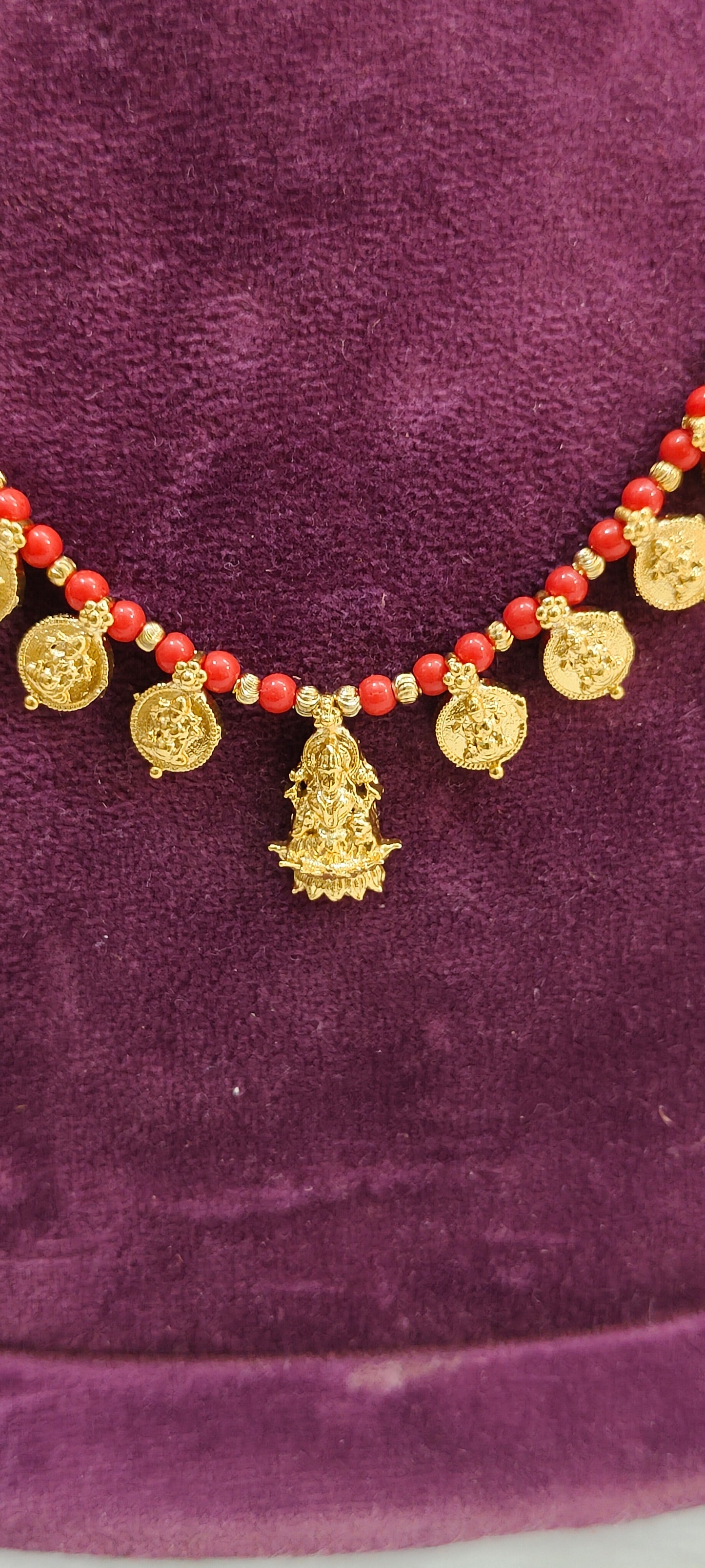 Simple gold look Lakshmi Devi necklace