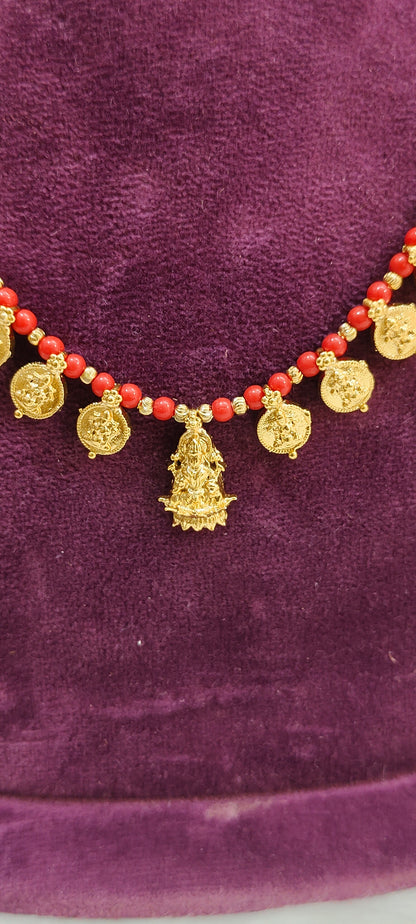 Simple gold look Lakshmi Devi necklace