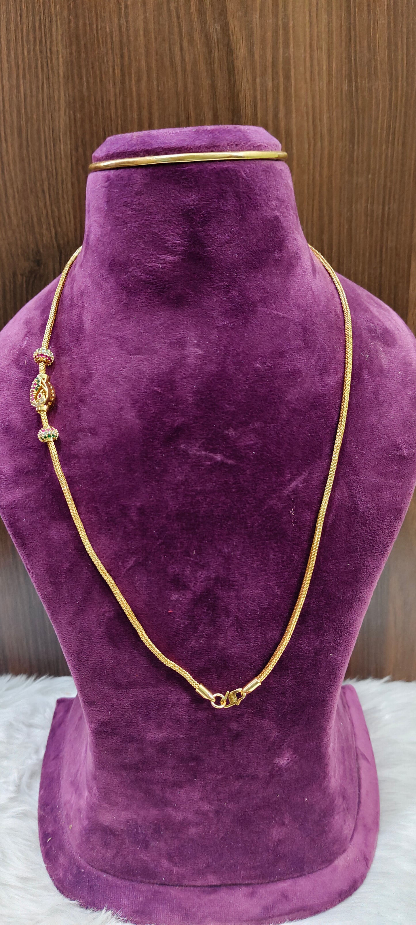 Premium micro gold plated 24 " length side pendant Thali chain