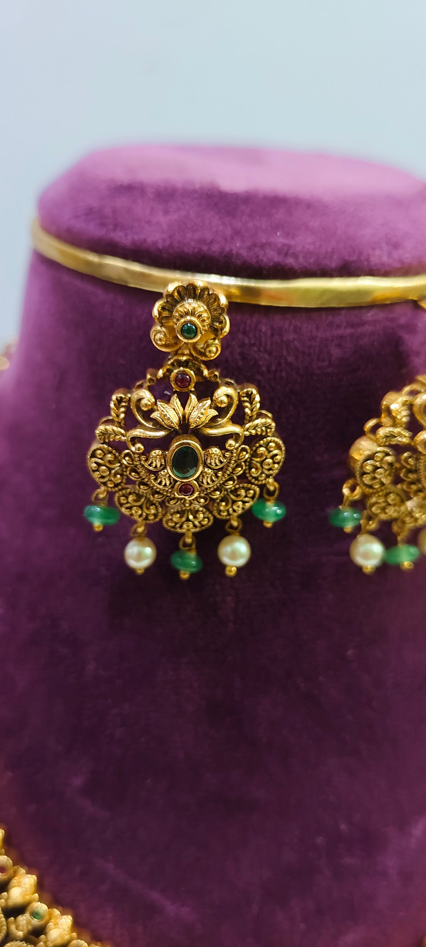 Non God motive premium nakshi antique kasu necklace set