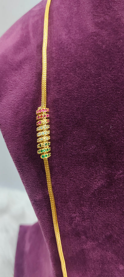 Premium micro gold plated 30"length side pendant Thali chain