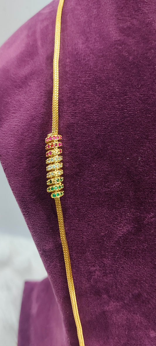 Premium micro gold plated 30"length side pendant Thali chain