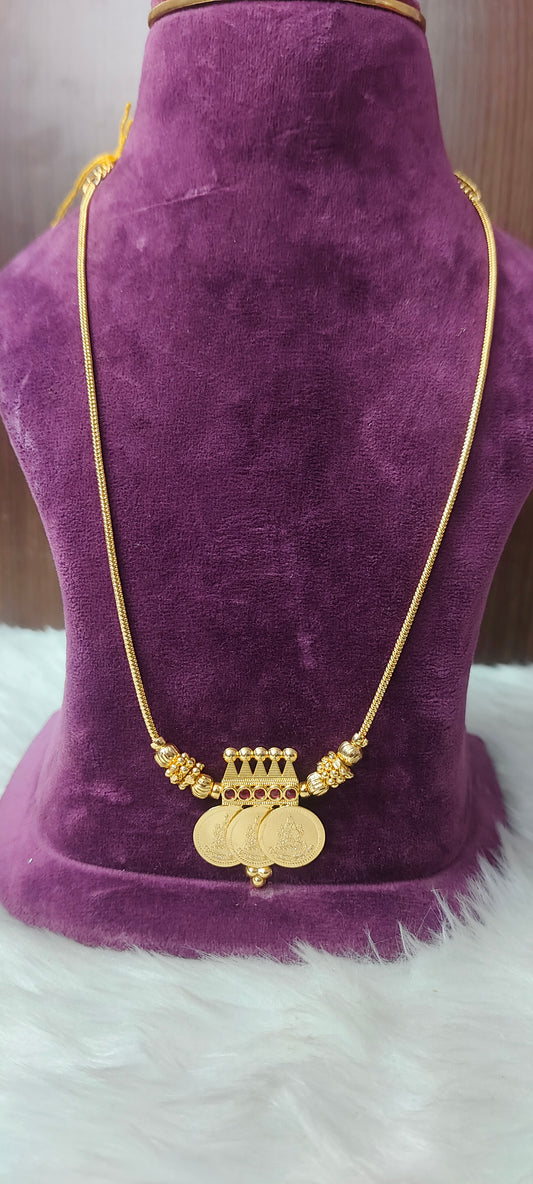 Premium micro gold plated kasu necklace with 18" length