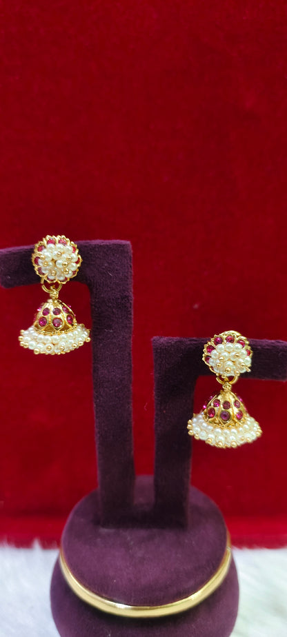 Pure panchaloham pearl jumkas