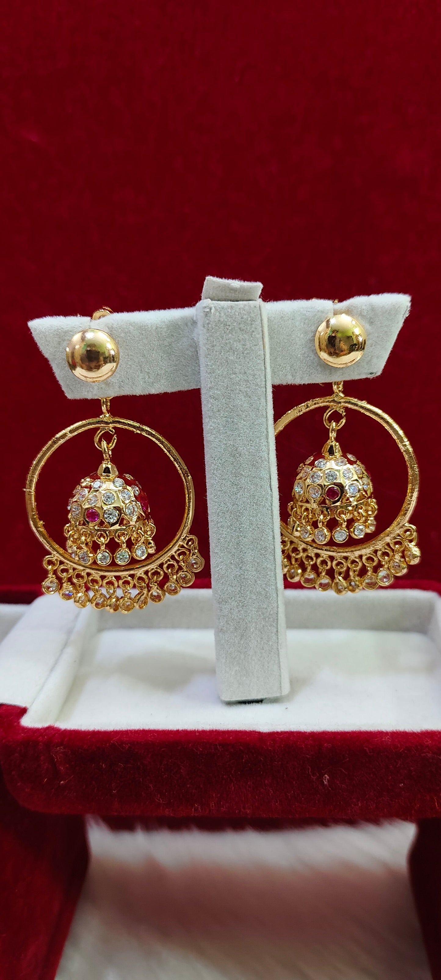 Pure panchaloham big jumkas ( stone colour may changes)