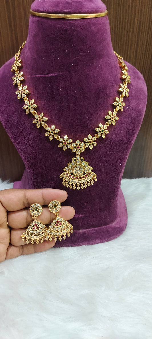 Pure panchaloham necklace set with earrings