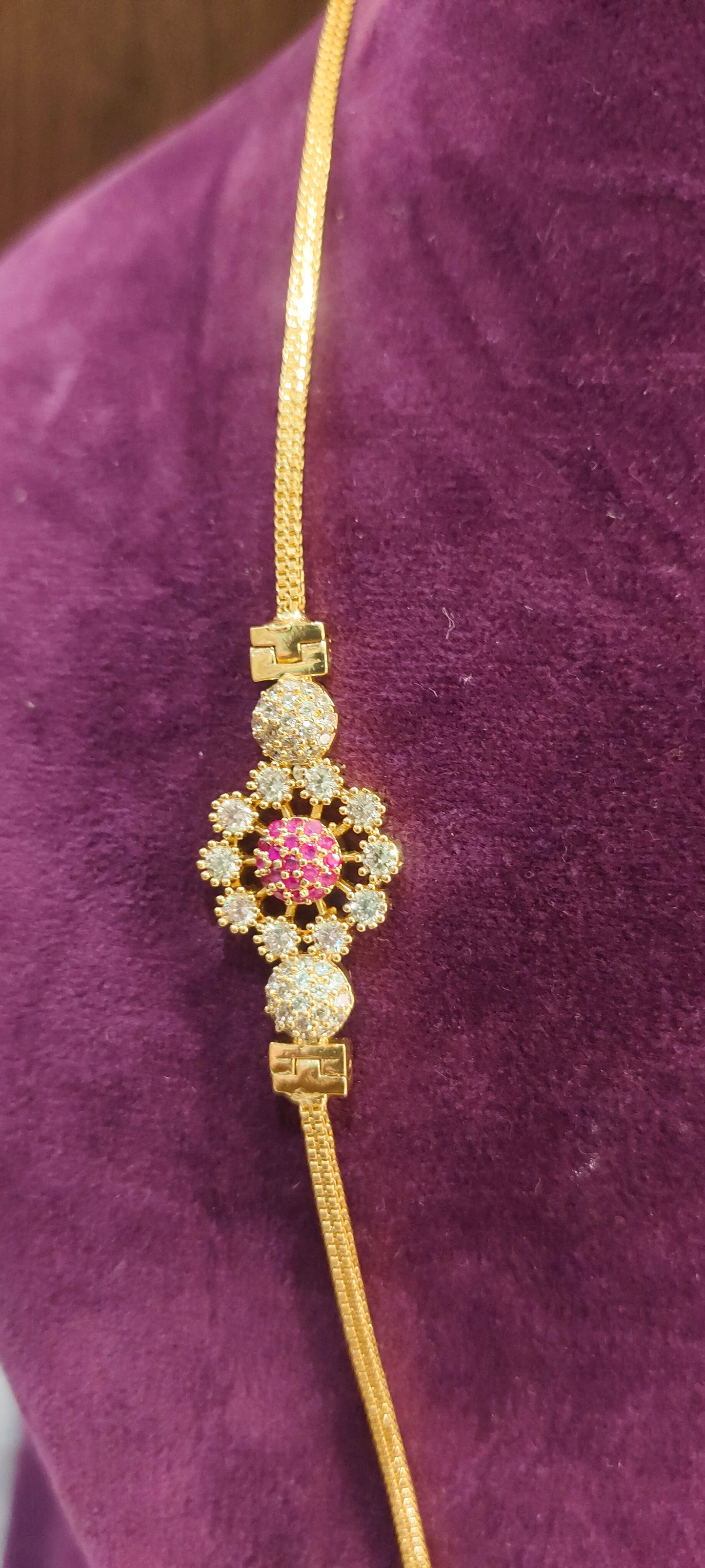 Premium micro gold plated 24" side pendant thali chain
