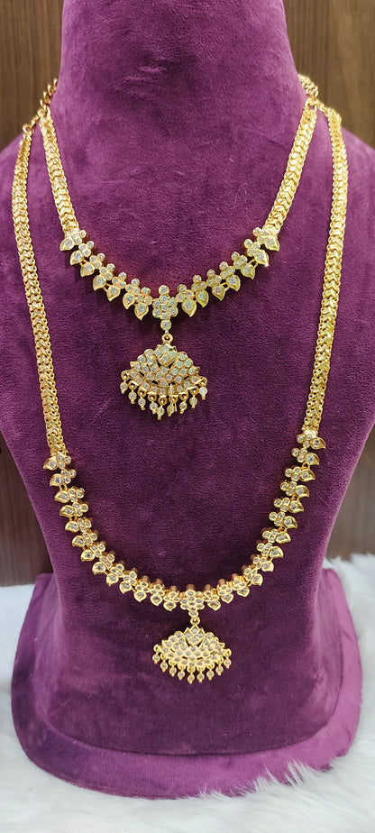 Pure panchaloham necklace and long haram set combo