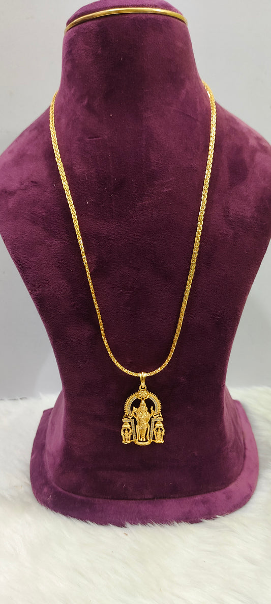 100% gold replica murugan pendant with 24" length chain