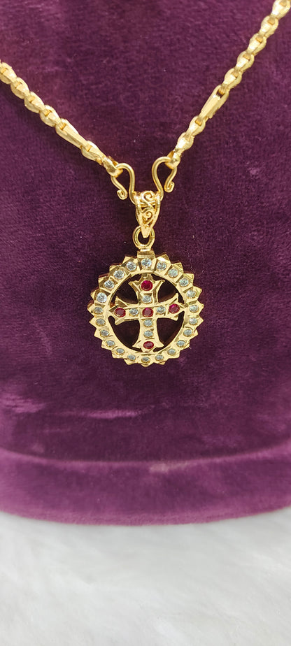 Premium micro gold plated 20" length 5 plus 1 chain with pure panchaloham polished pendant (only locket panchaloham)