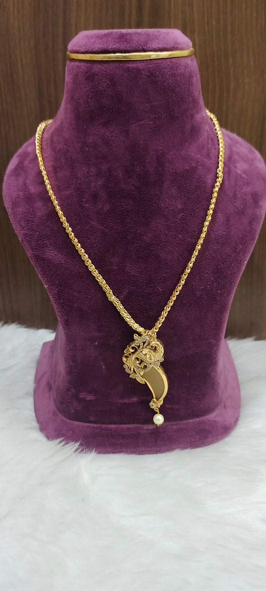 Premium micro gold plated 20" length chain with nakshi puligoru lock