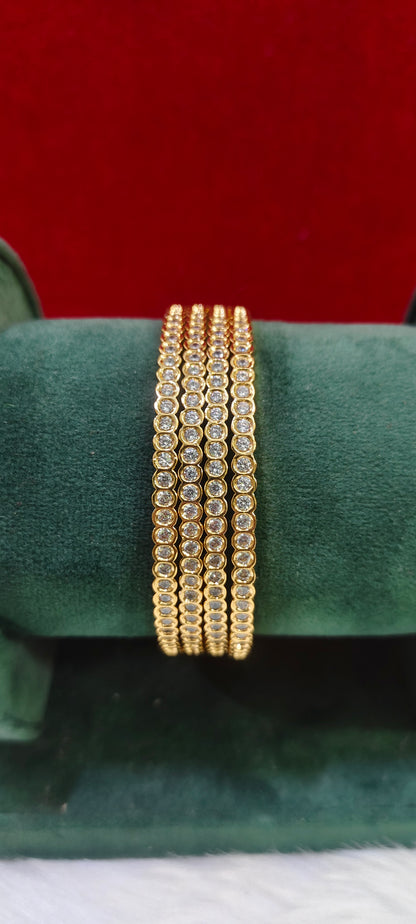 Pure panchaloham white stone 4 bangles