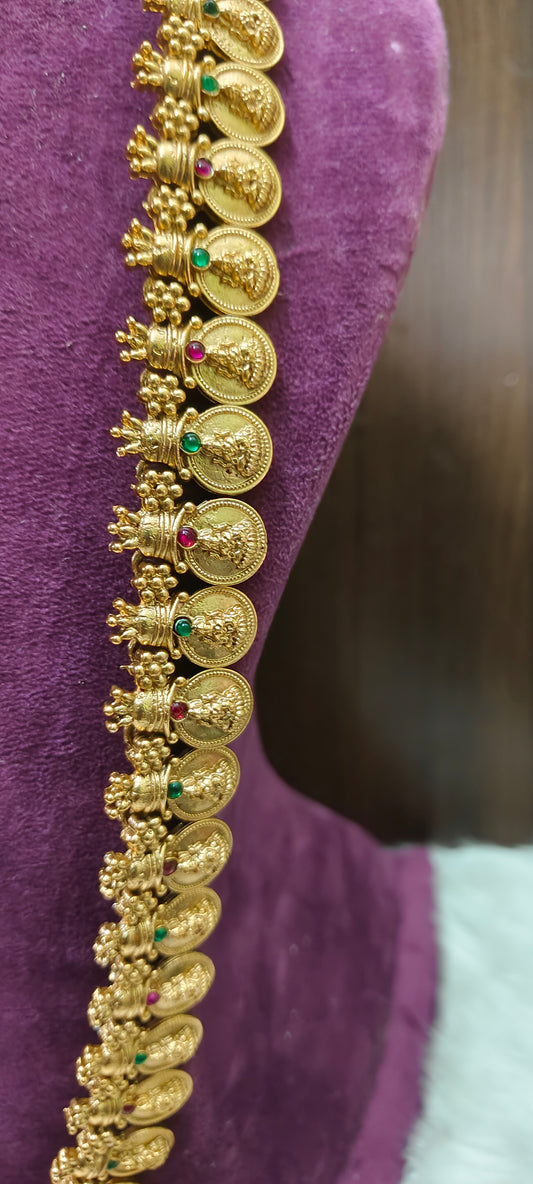 Budjet friendly gold look long haram cum vaddanam