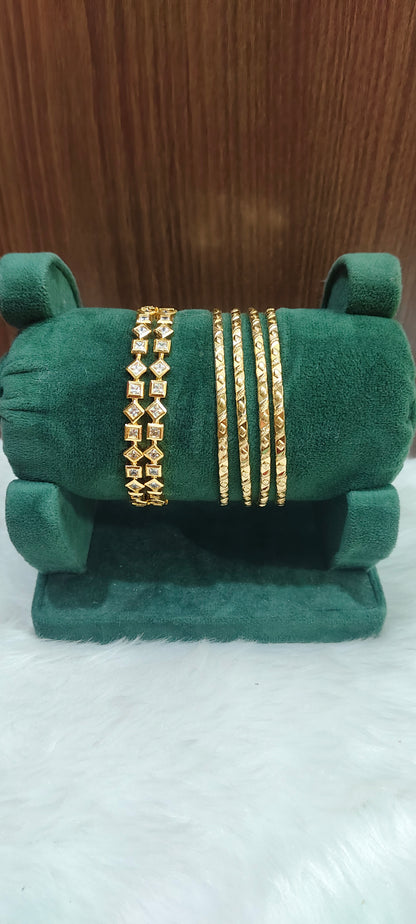 Pure panchaloham polished 2 bangles and unpolished 4 bangles combo