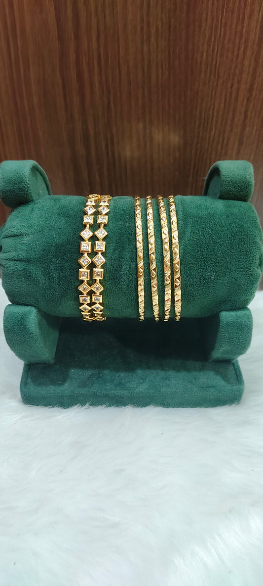 Pure panchaloham polished 2 bangles and unpolished 4 bangles combo