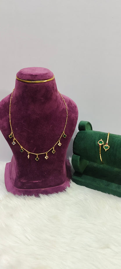 Premium micro gold simple neckpeice with adjustable kada