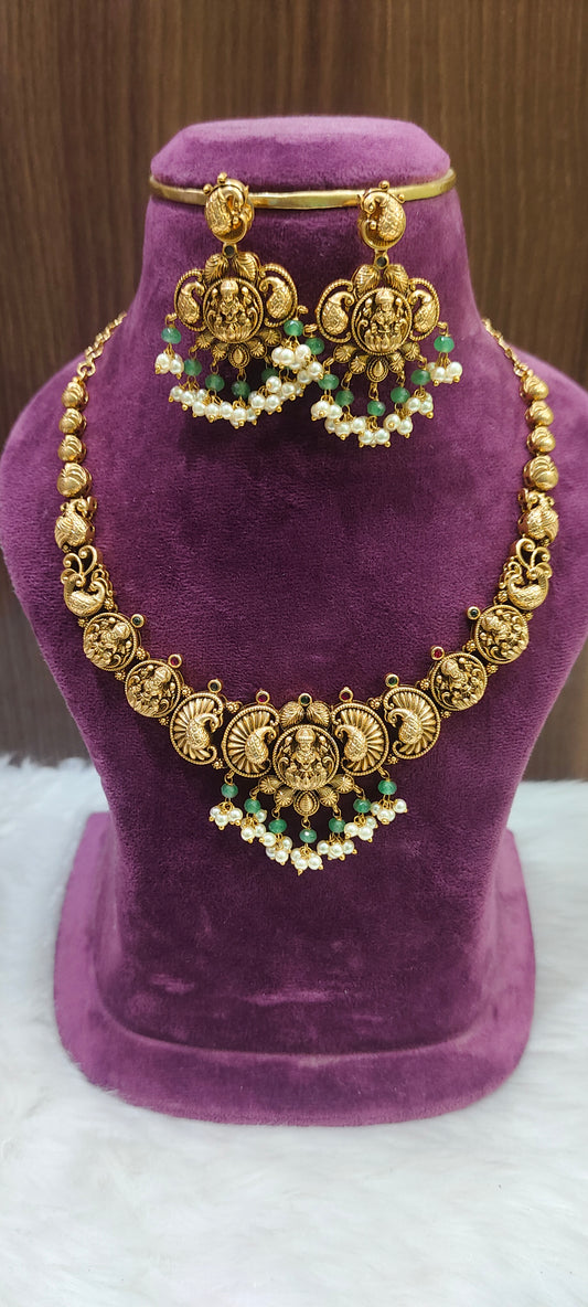 Premium antique nakshi necklace set