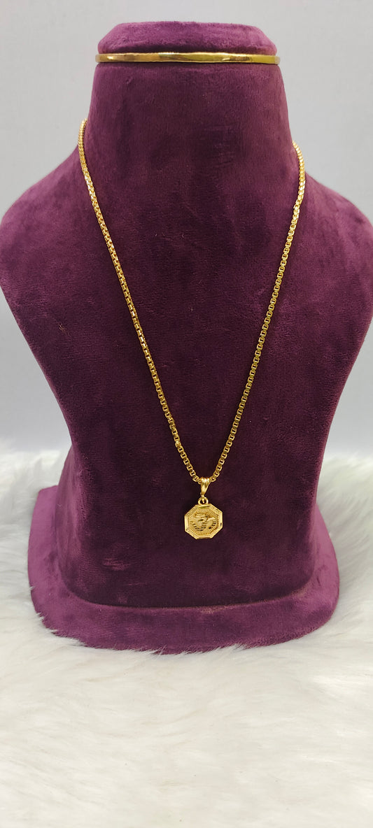 100% gold look om pendant with 18" length chain