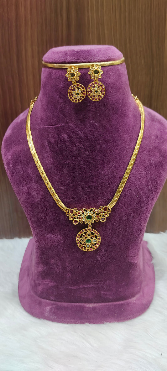 Premium pota kempu necklace set
