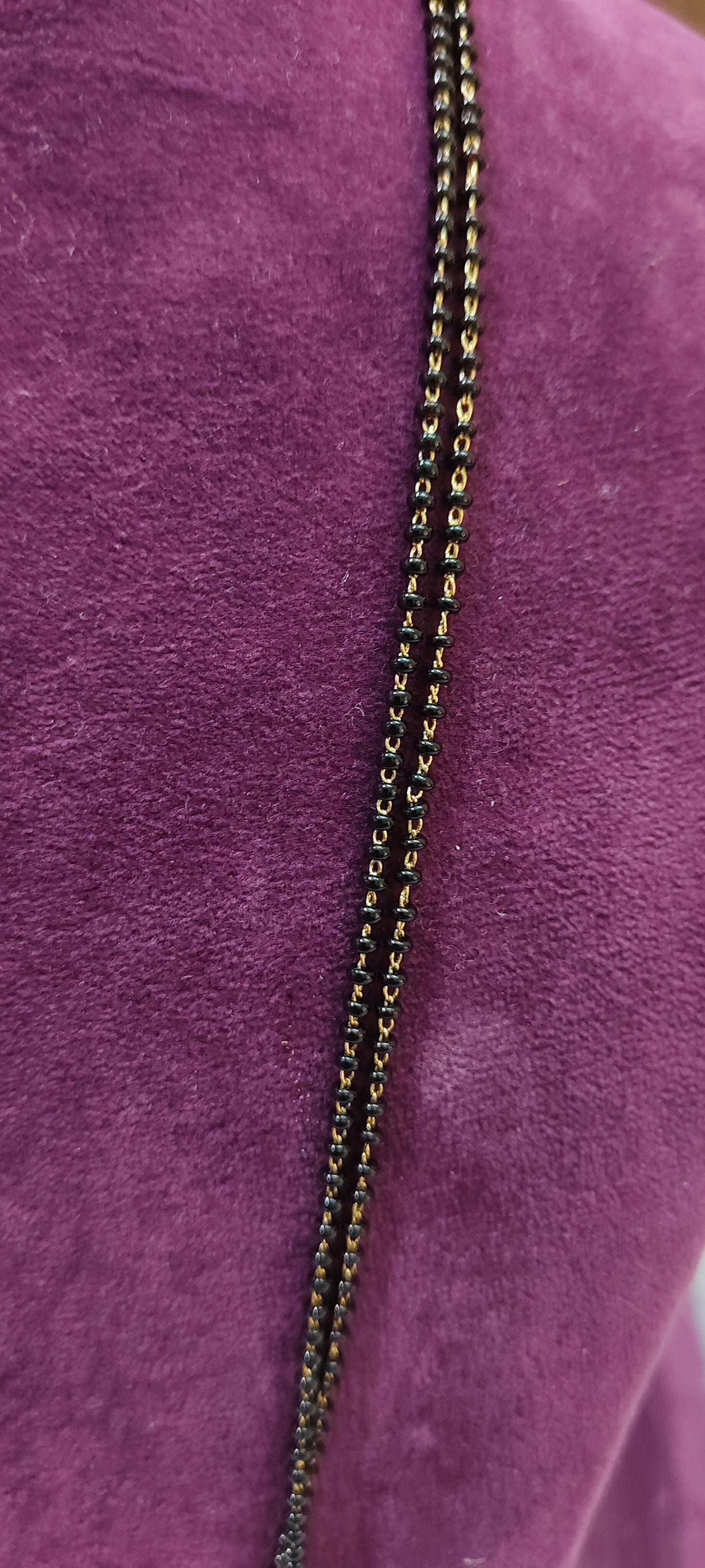 Simple celebrity style black beads 26" length
