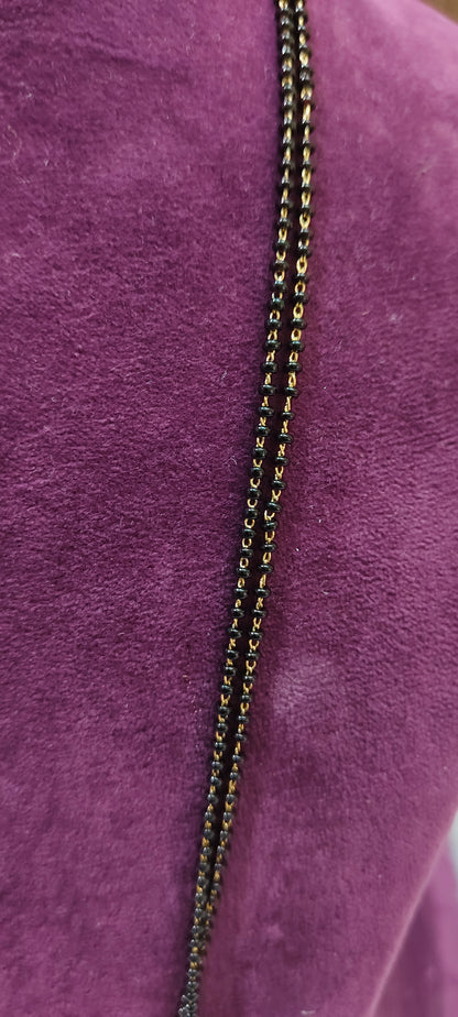 Simple celebrity style black beads 26" length