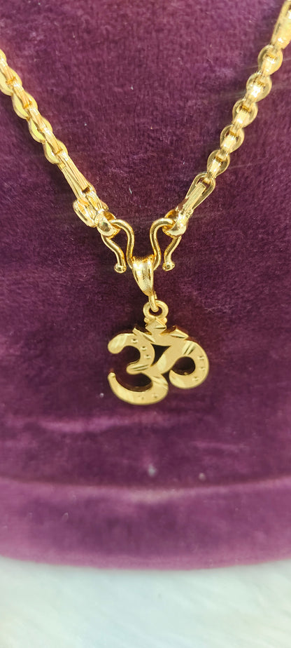 Premium micro gold 20" length om pendant chain