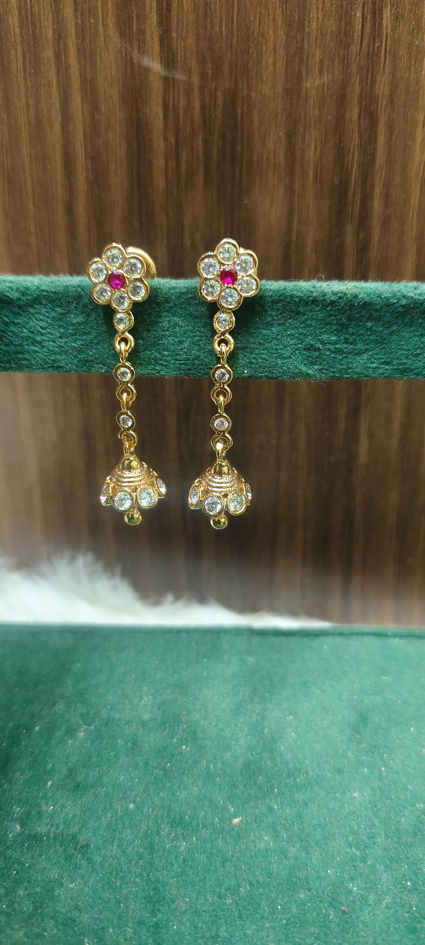 Pure panchaloham gold look sring earrings