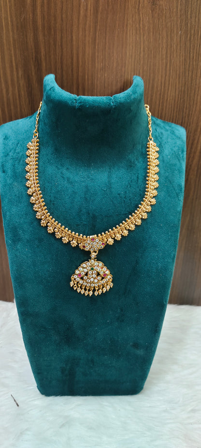 Pure panchaloham flower pattern necklace