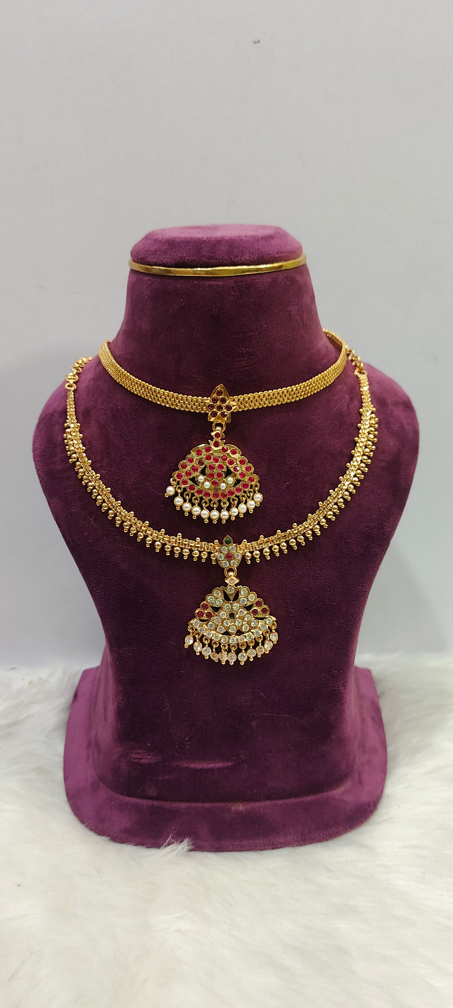 Pure panchaloham vintage look 2 necklace combo