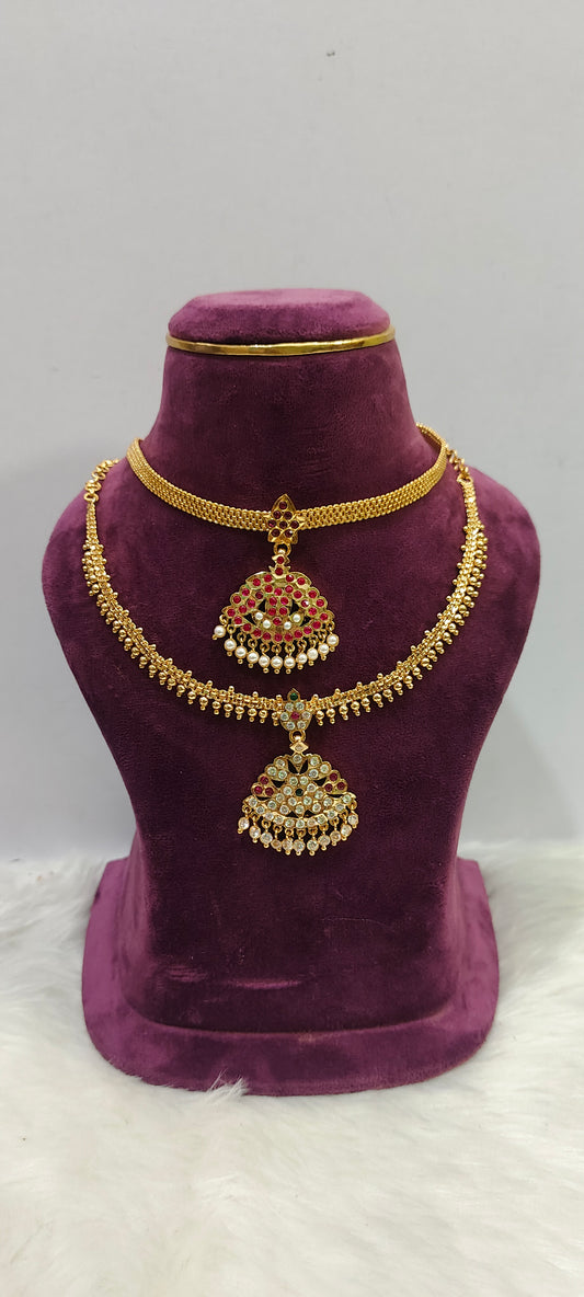 Pure panchaloham vintage look 2 necklace combo